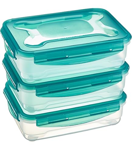 LocknLock Contenitori per alimenti ecologici con coperchio, rettangolari, 1 litro (20,7 x 13,4 x 7 cm), ermetici, impermeabili, senza BPA e lavabili in lavastoviglie