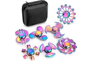 DILABNDA 7PCS Cool Fidget Spinners Toy Pack Spielzeug Set for Kids Adults, Regenbogen Metal Finger Hand Spinners Set Fingertip Gyro for Spirale Twister Anti Angst Geschenke, Geschenk für Jungen Mädchen