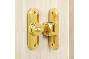 Heveer Zamek do drzwi przesuwnych, rygiel do drzwi przesuwnych, 90/180 stopni, zamek ryglowy do stodoły, drzwi przesuwnych, ogrodu, kuchni, okna, złoty