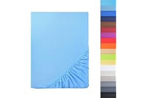 NatureMark - Prześcieradło z gumką z mikrofibry, wiele rozmiarów i kolorów, produkt markowy (180 x 200 – 200 x 200 cm, jasnoniebieski)