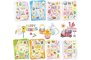 BROMMAT Pegatinas de Pascua para niños, pegatinas de Pascua de conejito, golosinas navideñas felices de Pascua para niños, pegatina de huevo de Pascua para suministros de recuerdo de fiesta