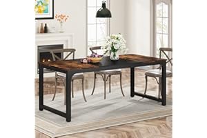 ‎TRIBESIGNS Tribesigns 180 x 80 cm Esstisch, industrieller Küchentisch für 6-8 Personen, rechteckiger Esstisch für Esszimmer, Küche, Wohnzimmer, mit robusten Metallbeinen (Rustikales Braun)