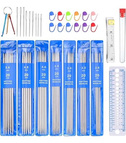 Weabetfu 7-inch Aluminum Double Pointed Knitting Needles - US Size 5 (3.75mm), Set Of 5