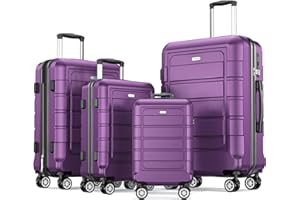 SHOWKOO Valise Rigide Extensible PC+ABS Légère Durable Trolley Sets de Bagages Valise Set Cabine avec 4 roulettes Silencieuses à 360° et Serrure TSA