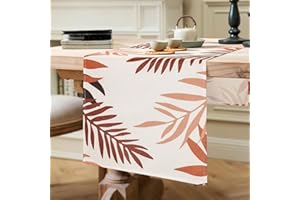 ETOLISHOP Runner da Tavola Arancione Con Foglie - Moderno in Poliestere Lavabile per Tavolo da Pranzo, Sala, Picnic, Feste, Cucina - 40x140cm