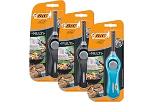 ‎BIC BIC Megalighter Feuerzeuge, Farbe zufällig Schwarz oder Türkis - Packung mit 3 Stück