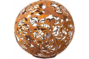 KPGA KAPAGA HOME & GARDEN Kapaga Boules de Jardin en Rouille pour l'extérieur décoration de Jardin Vintage rouillée Boules décoratives de pour l'extérieur Rose (Rose 35 cm)