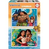 Educa - 2 cardboard puzzles with 48 pieces with the images of Vaiana 2, fun by Double Party. Measures 28 x 20 cm. From 3 4 5