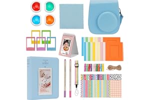Minahao Mini 11 Kamera-Zubehör-Set kompatibel mit Instax Mini 11 Sofortbildkamera – beinhaltet: Kameratasche, Fotoalben, Aufkleber, Fotorahmen, Filter, Regenbogengurte usw. (Blau)