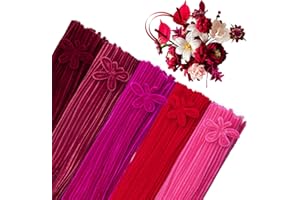 GUWINA 500Pcs Red Pipe Cleaners 12'' Long 0.3'' Thick, Fluffy Chenille Stems Set for DIY Arts & Crafts, 5 Colors Fuzzy Sticks Craft Supplies for Making Flowers & Christmas Decorations (Gradient Red)