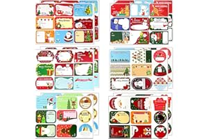 JOAKAUI 108 PCS Christmas Labels Stickers Christmas Name Gift Labels Xmas Present Gift Tags Stickers Self-Adhesive Xmas Stickers for Cards Envelope