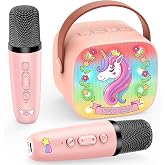 Karaoke Children's 2 Microphones, Unicorns Gift Toys Girls 3-12 Years | Wireless Karaoke Microphone for Singing, Games Girl 3