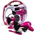 KandyToys Girls Hairstyler Play Set in Carry Case | Battery Operated Hair Dryer Make Believe Play Set