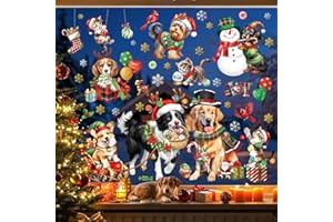 decalmile Pegatinas de Ventana Gatos Perro Mascotas Vinilos para Ventanas Gatito Cachorro Lindo Muñeco de Nieve Copo de Nieve Anticolisión Vinilo No Adhesivo de Pegatinas Vidrio Ventana