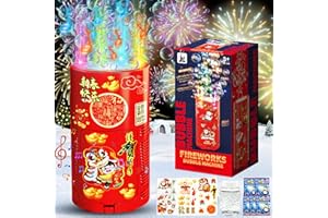 ZZXLOPEZ Feuerwerks Seifenblasenmaschine (20 Löcher) mit Lichtern, Automatischer Feuerwerk Seifenblasenhersteller, Wunderkerzen Geburtstagsdeko für Kindergeburtstag Hochzeit Party Garten Karneval