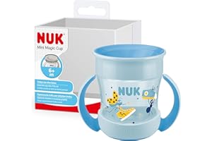 NUK Mini Magic 10255605 - Taza de entrenamiento para sorber | borde antiderrames de 360° | para bebés a partir de 6 meses | asas de fácil agarre | sin BPA | 160 ml | motivo de mariquitas