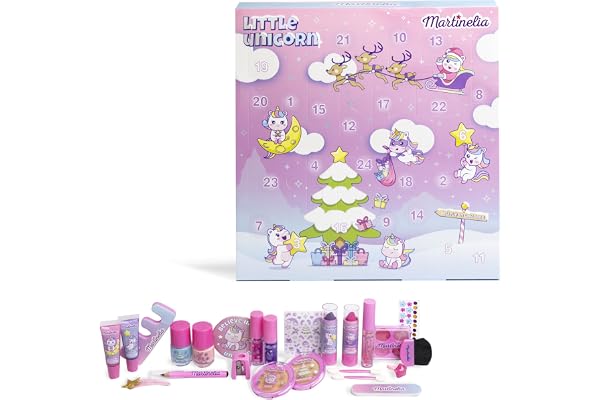 MARTINELIA - Calendrier de l'Avent Maquillage 2024 Pour Enfant - Calendrier De Compte à Rebours - Beauté et Cosmétiques Fille - 24 Surprises Pour Noël : Vernis, Maquillage, Accessoires - Cadeau Fille