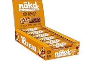 Nākd. Delizia agli Arachidi | Barrette Crude con Frutta e Frutta Secca | Ingredienti 100% Naturali | Senza Zuccheri e Aromi Aggiunti | Vegan | 18 x 35g | 630g