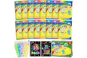 ZMLM Scratch Papier Kunst-Handwerk Notebooks: 16 Pack Regenbogen Party Favors Bulk Scratch Note Pad für Kinder Alter 3-12 Black Art Supplies Mädchen Junge Geburtstag Geschenk Weihnachten
