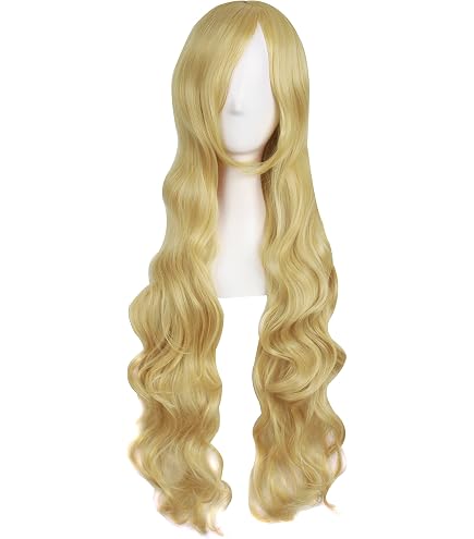 OKVGO Parrucca da donna, capelli lunghi e ricci, biondo chiaro, naturale, per cosplay, feste e uso quotidiano