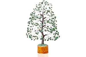 Crocon Green Aventurine Gemstone Money Tree | Feng Shui Bonsai | | Attract Good Luck | Chakra Balancing | Reiki Crystal Healing | Spiritual | Enhancement | Hone Decor Size: 10-12 Inch