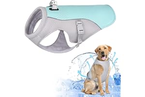 Bamda Dog Cooling Vest, Upgraded Harness Cooler Jacket with Adjustable, Titanium D-rings and Breathable Lightweight Cool Pet Vest for Small Large Dogs（Blue M）