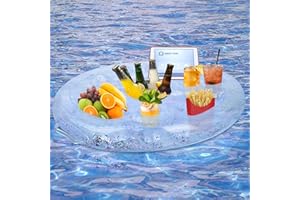 Halcyerdu Poolbar, Aufblasbarer Getränkehalter Schwimmender, 8 Löcher Große Kapazität Getränkehalter Pool, Schwimmende Coasters für Sommer Pool Partys, Wasserspaß, Strandspielzeug (Transparent)