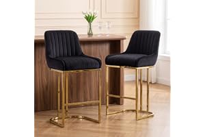 chairus Set med 2 barstolar i sammet med gyllene ben