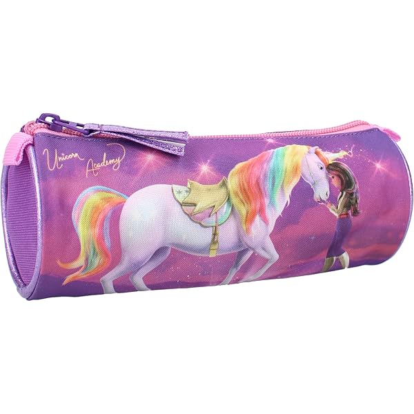 Trousse Ronde Scolaire Unicorn Academy Safta - 20x7cm, Lavable, Pour Enfants 5-14 Ans (lilas) - 9