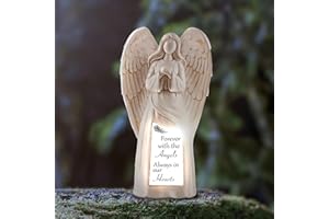 MULDALE Solar Angel Statue for Cemetery - In Loving Memory Ornament - Outdoor Indoor Praying Angel Figurines for Loss of Loved Ones - Gifts for Passed Loved Ones - Light Up Memorial Gifts - In Remembrance