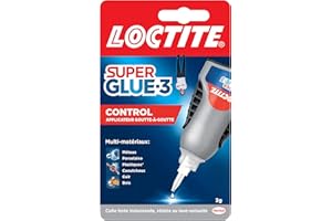 OKOIUM Loctite Super Glue-3 Control, Colle instantanée surpuissante avec débit contrôlé, Colle universelle pour la plupart des matériaux, colle liquide dans un flacon anti choc de 3 g