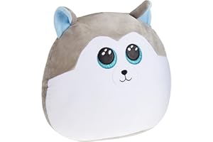 TY- Squish a boos-Coussin Slush Le Chien 40cm, TY39193, Blanc/Gris