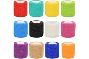 Neuytiky 12 rolek samoprzylepnych bandaży, 5 cm x 4,5 m, bandaż cohesive do pierwszej pomocy, bandaż sportowy, elastyczny bandaż samoprzylepny, dla sportowców ze stretchu, nadgarstków, stóp