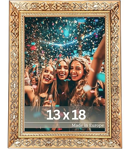 Framo N°48 Barok fotolijst 25x55 uit massief hout | Donkerbruin goud | Retro vintage antiek houten lijst incl. onbreekbare anti-reflecterende kunstglasplaat en metalen ophangers Framo N°48 Barok fotolijst 25x55 uit massief hout | Donkerbruin goud | Retro vintage antiek houten lijst incl. onbreekbare anti-reflecterende kunstglasplaat en metalen ophangers