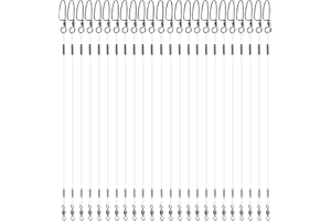 JOGFFDE Fluorocarbon Fishing Wire Leader,12Pcs/24Pcs Fluorocarbon Leaders with Swivel Snap Kit High Strength Fishing Leader Line for Saltwater Freshwater 20LB-50LB