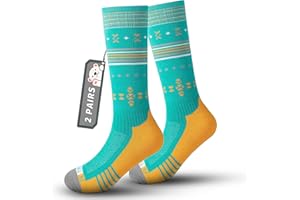 RAHHINT Skisocken Kinder Merinowolle Socken Jungen Mädchen, OTC Streifen Design Dick Gepolstert Knie Hoch Atmungsaktive Warme Compression Kinder Socken für Winter Outdoor-Sportarten 1Paar/2Paar