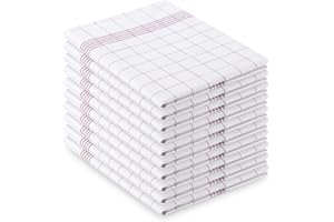 Vaily 1234567890® Paños de Cocina Cuadros Pack de 10-70 x 45 cm 100% Algodón (Rojo)