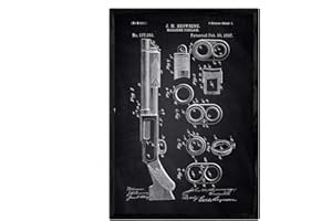 Nacnic Poster con patente de Escopeta. Lámina con diseño de patente antigua en tamaño A3 y con fondo negro