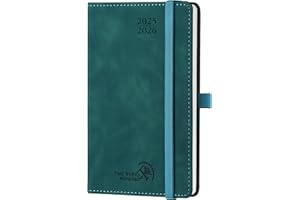 POPRUN Agenda Settimanale 2025 2026 Piccola 16 x 10,5 cm, 1 Pagina a Settimana con 1 Pagina di Appunti, Copertina Morbida, Portapenne Autoadesivo, Carta Spessa da 100 GSM, Verde Mare Profondo