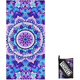 COSORO XXL Beach Towel 160 x 90 cm Mandala Microfibre Bath Towel Sauna Towel Beach Towels Lightweight and Quick-Drying Beach Towel Sand-Free with Bag Towel for Men and Women Travel Holiday
