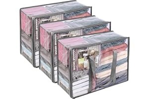 Vieshful 40L 3 Piezas Cajas Almacenaje Ropa Organizador Armario Plegable Bolsas para Guardar Ropa Claro Bolsas Almacenaje Ropa Plastico para Mantas, Edredones