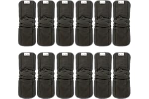 ‎ALVABABY Alva Baby 5 Lagen Charcoal Bamboo Inserts Wiederverwendbare Einlagen für Stoffwindeln mit Seitenfalten (12 Stück) 12FLN-DE