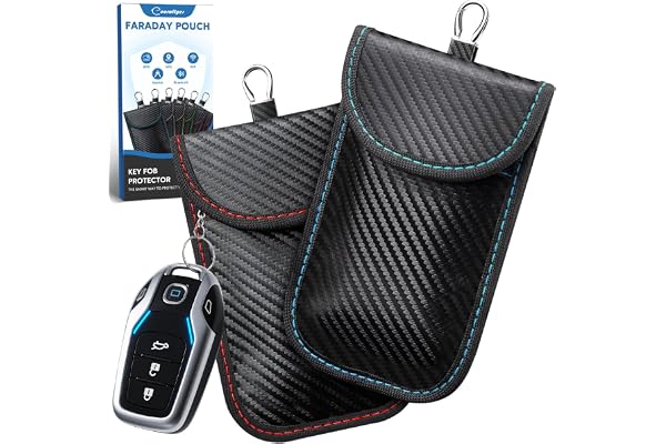Faraday Lot de 2 pochettes de protection anti-vol pour clés de voiture avec blocage du signal RFID (rouge + bleu, taille S)