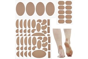 XYQMLY 12 Sheets Moleskin Adhesive Pads, Multi-Shaped & Special-Shaped & Oblate & Oval Moleskin Tape, Flannel Adhesive Pads Anti-Wear Moleskin Strips Patch to Prevent Skin Blister for Feet Heels, 124 Pcs
