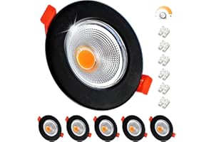 ‎WONDLUMI Wondlumi 6er LED Einbaustrahler Dimmbar 10W Set Flach 33mm LED Spots 230V Schwarz Matt Rund Deckenspots 2700K Warmweiß 850LM 65-85mm Lochmaß