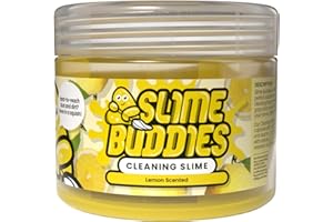 Slime Buddies Cleaning Putty Gel | Car Cleaning Gel for Air Vents & Interiors, Computer, Macbook & Laptop Keyboard Cleaner | Clean Hard to Reach Spaces | Surface Dust Cleaner | Lemon Scent 160g