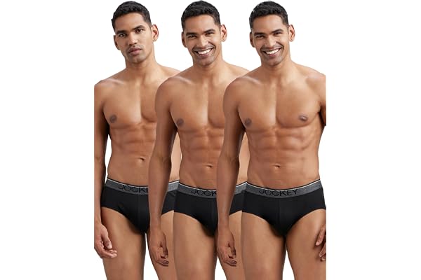 Jockey 8037 Men's Super Combed Cotton Solid Brief with Ultrasoft Waistband (Pack of 3)