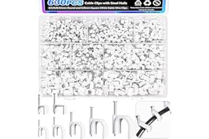 mxuteuk Stk Kabelschellen Nagelschellen, 4/5/6/8/10 mm Rund und 5/6 mm Quadrat Kabelklemmen mit Nagel,Drahtwandklemmen, RG6 RG59 CAT6 RJ45 Kabelklemmen（630PCS ）