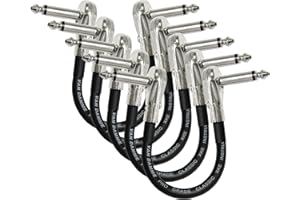 WORLDS BEST CABLES 5 unidades – Van Damme Pro grado Classic XKE – 15 cm – flexible blindado pedal de efectos para guitarra o bajo instrumento, Cable de conexión – con en ángulo recto panqueque conectores (6,35 mm) TS