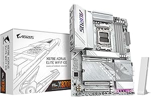 GIGABYTE X870E AORUS Elite WIFI7 Ice Carte mère - Prend en Charge Les processeurs AMD Ryzen 9000, VRM numérique 16+2+2 Phases, jusqu'à 8200 MHz DDR5 (O.C.), 3X PCIe 5.0 + 1x PCIe 4.0, Wi-FI 7